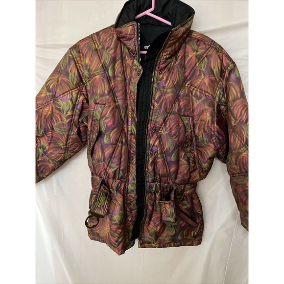 Edelweiss Vintage Women's Skiwear Yellowstone Camouflage Small Hibiscus Jacket - Picture 11 of 12